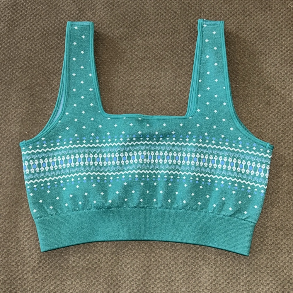 NWT Fabletics Holly Dark Jade Green Seamless Bra